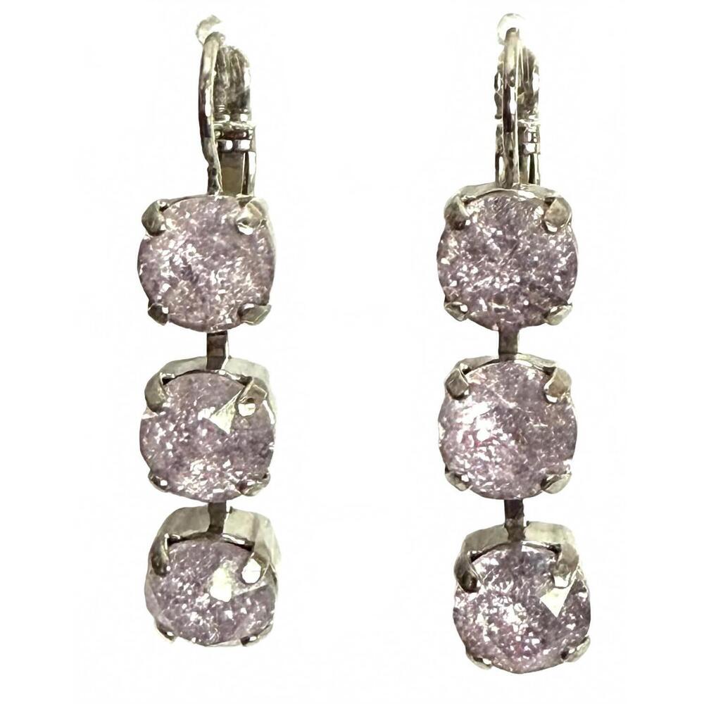 NEW MARIANA women's tripe drop earrings in pink ice